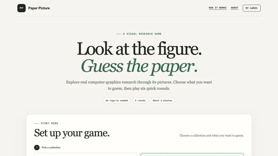 Paper Picture computer graphics research game interface.